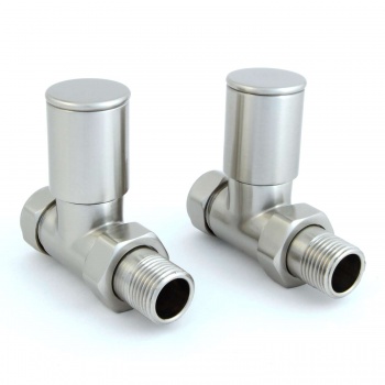 Milan Straight Satin Nickel Radiator Valves (Pair)